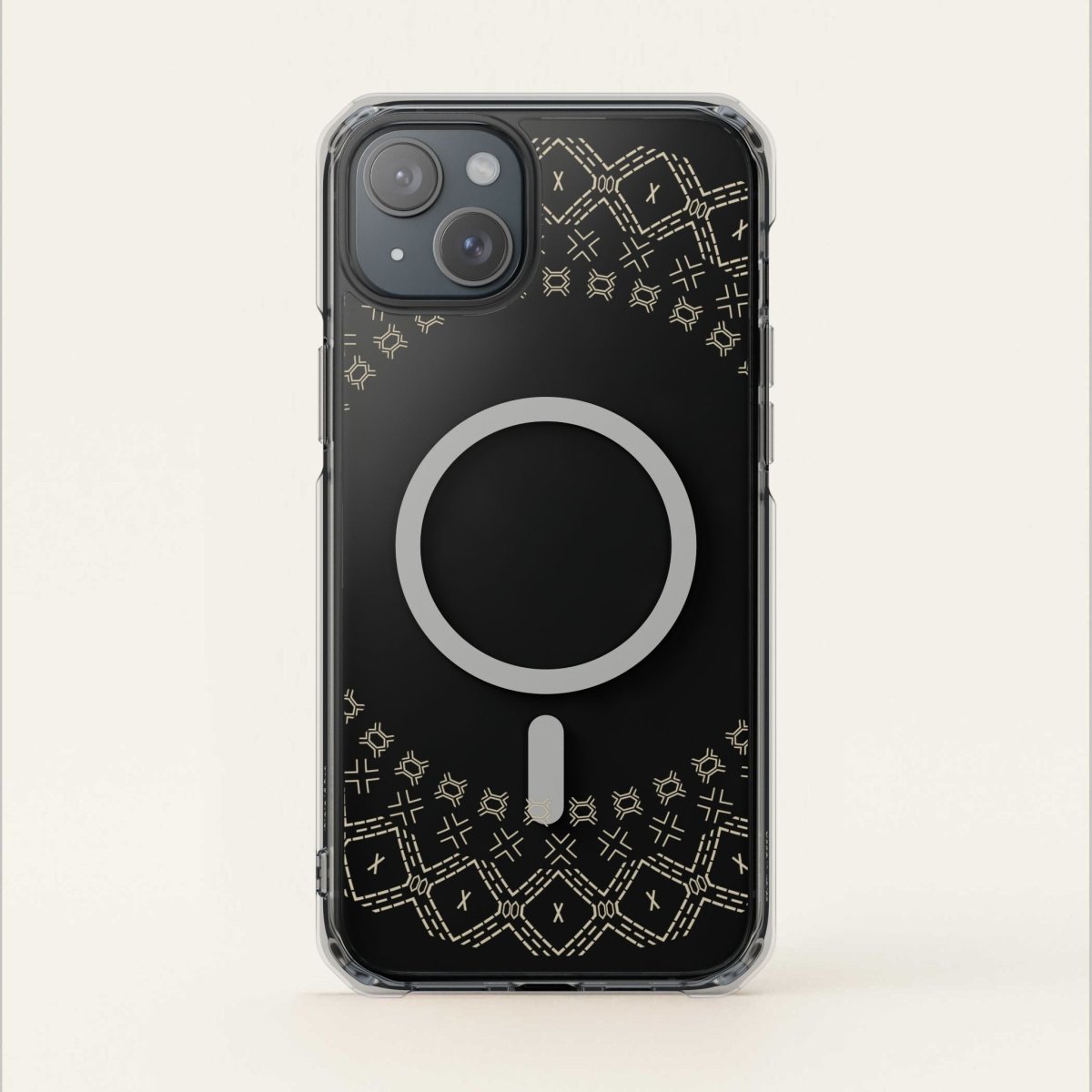 MagSafe clear case for iPhone 16 featuring Samoan Malu design, transparent protective cover.