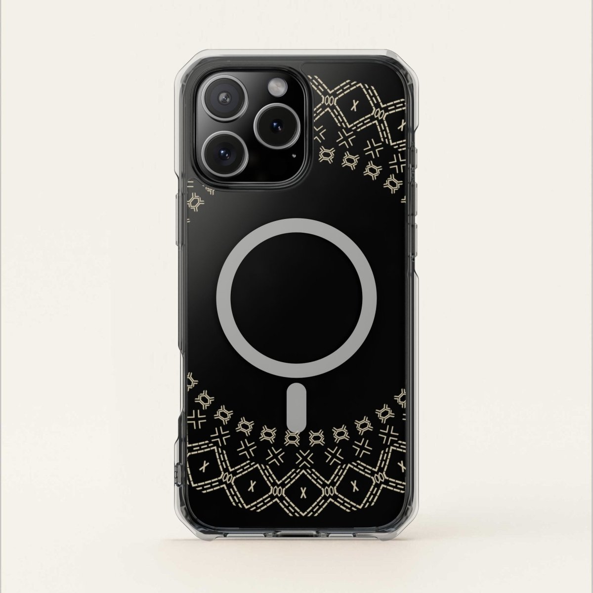MagSafe clear case for iPhone 16 featuring Samoan Malu design, transparent protective cover for MagSafe compatibility