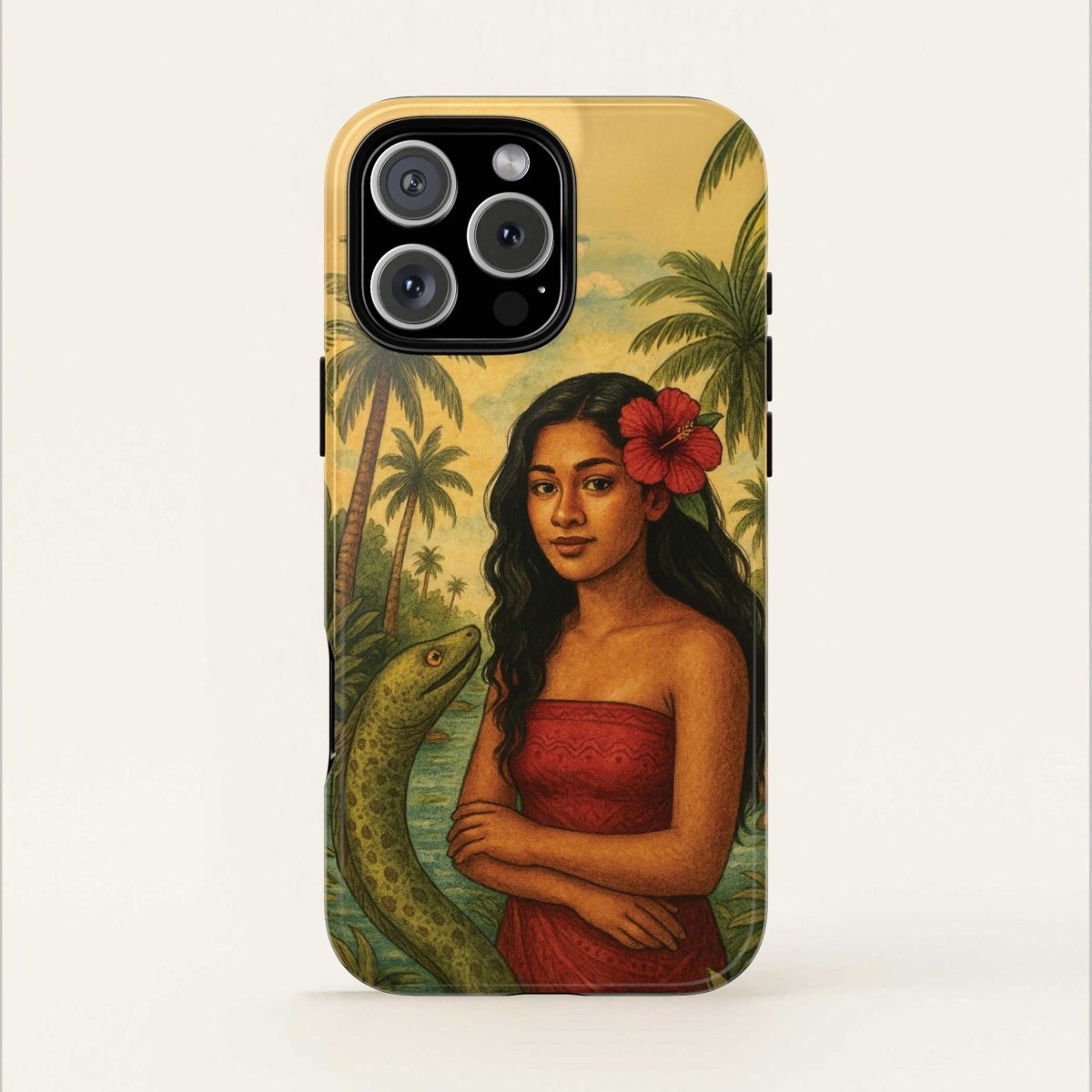 Glossy Tough Phone Case for iPhone 17 featuring Sina & The Eel design, durable protective cover for AU, NZ, and USA.