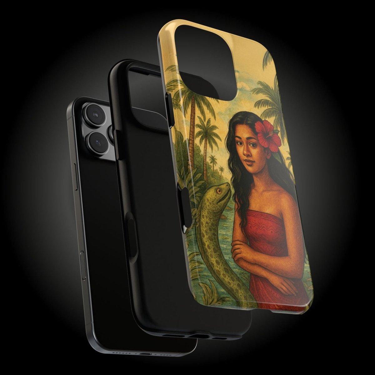 Glossy tough phone case for iPhone 17 featuring Sina & The Eel, provides durable protection in AU, NZ, and USA.