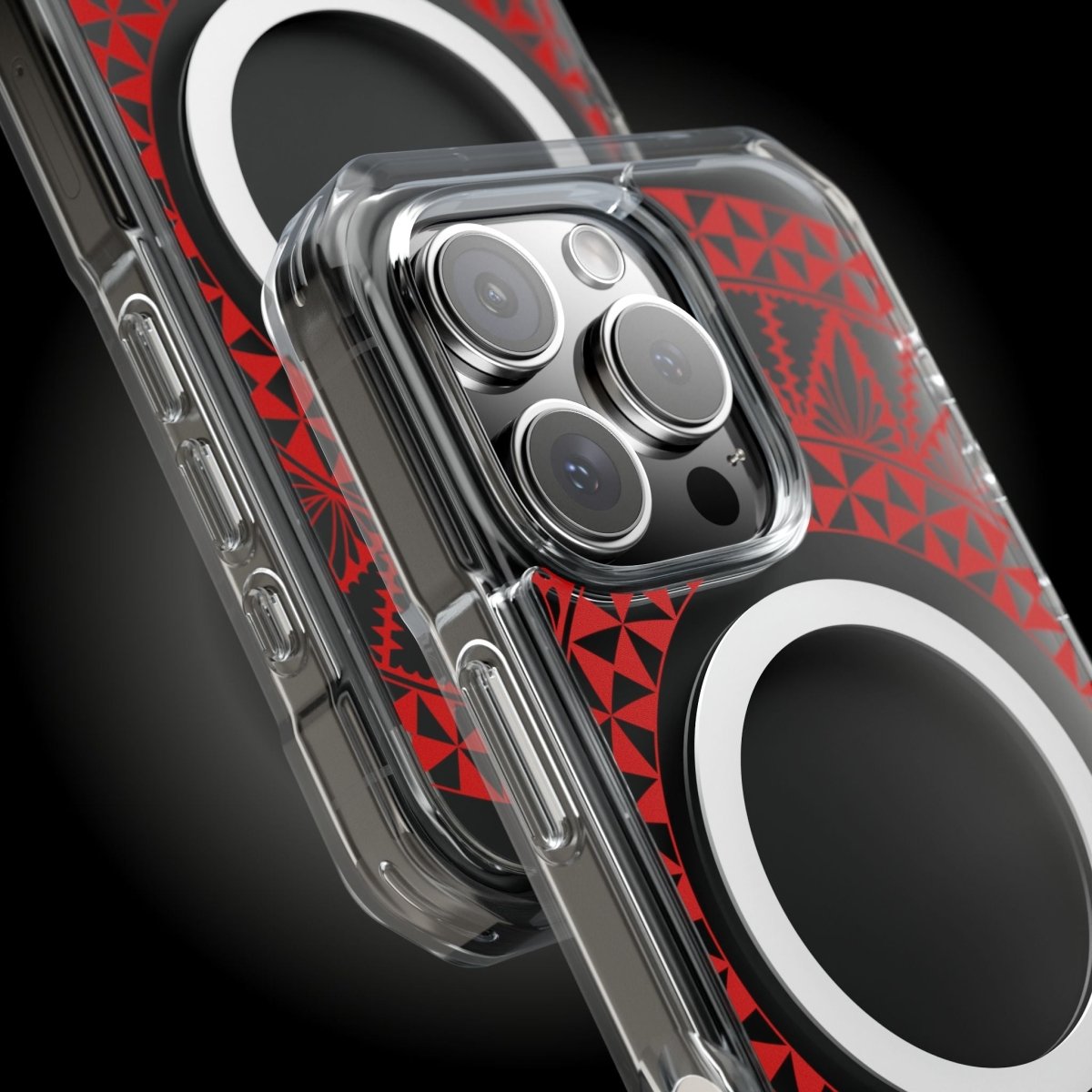 MagSafe clear case for iPhone 16 with Tongan Redleaf design, showcasing a transparent protective cover.