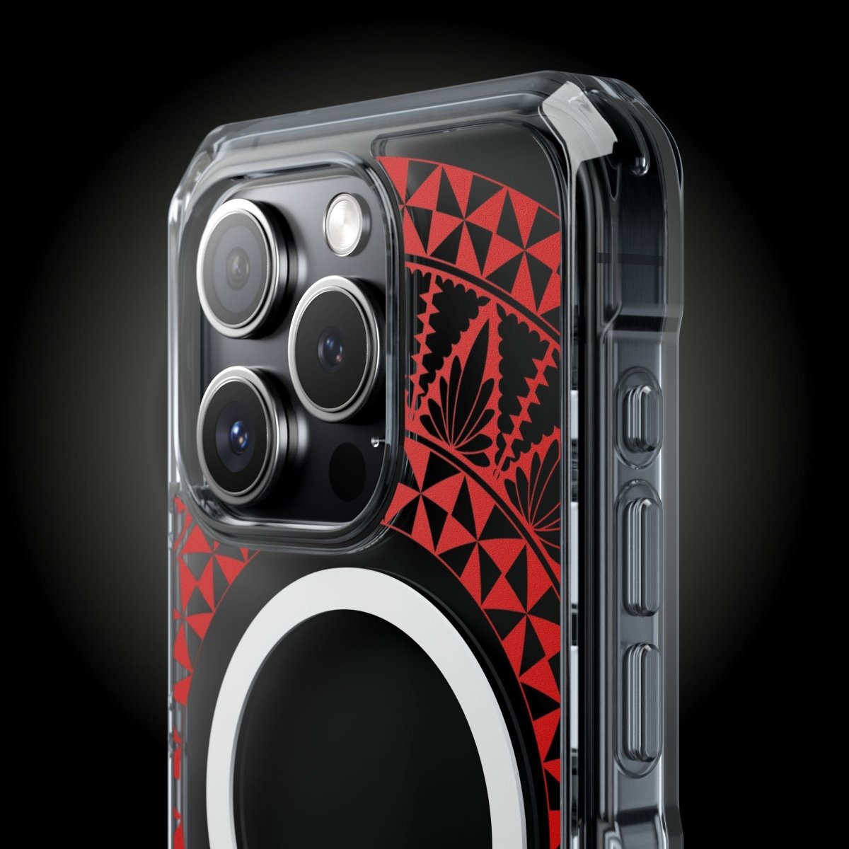 MagSafe iPhone ClearCase in Tongan Redleaf, transparent case with floral design for iPhone 16.