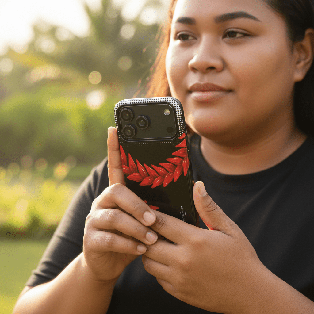 Tough Phone Case Ula Fala for AU/NZ/USA fits iPhone with rugged design and shockproof features, shown in black with textured surface.