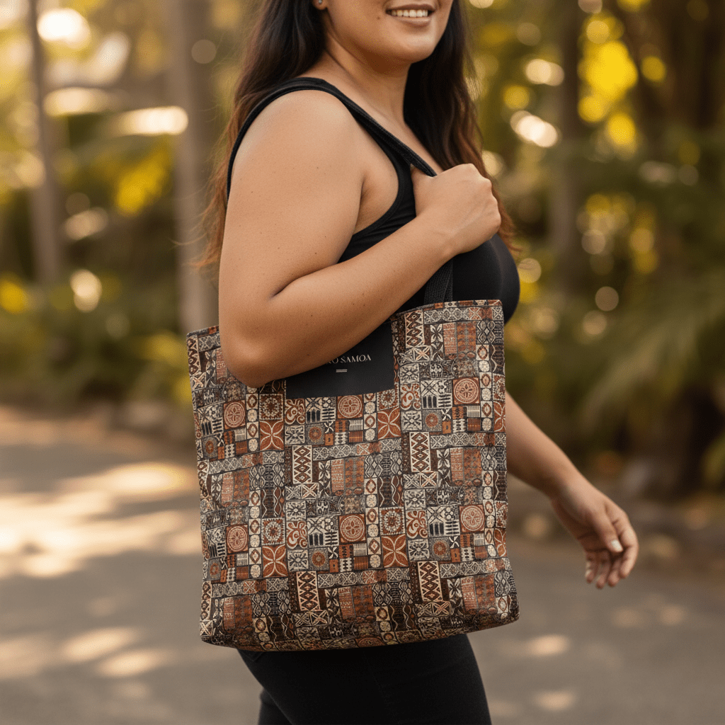 MWW on Demand Elei tote bag featuring traditional Samoa-inspired design, casual shoulder bag for daily use