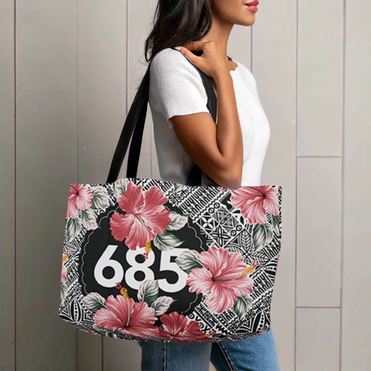 Tote Weekender Bag 685 Aute in Samoa print, spacious tote bag with sturdy handles and stylish design.