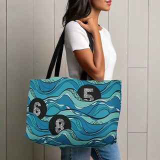 Tote Weekender Bag in Ocean Wave design, durable tote bag with spacious interior for travel and everyday use.