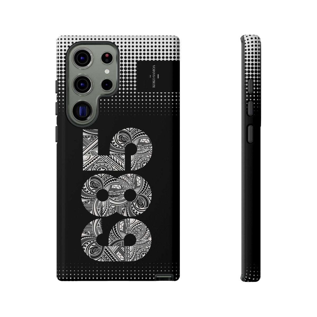 WOYC Tough Phone Case 685 for AU/NZ/USA, rugged protective cover with tropical Samoa design, fits iPhone or Samsung models.