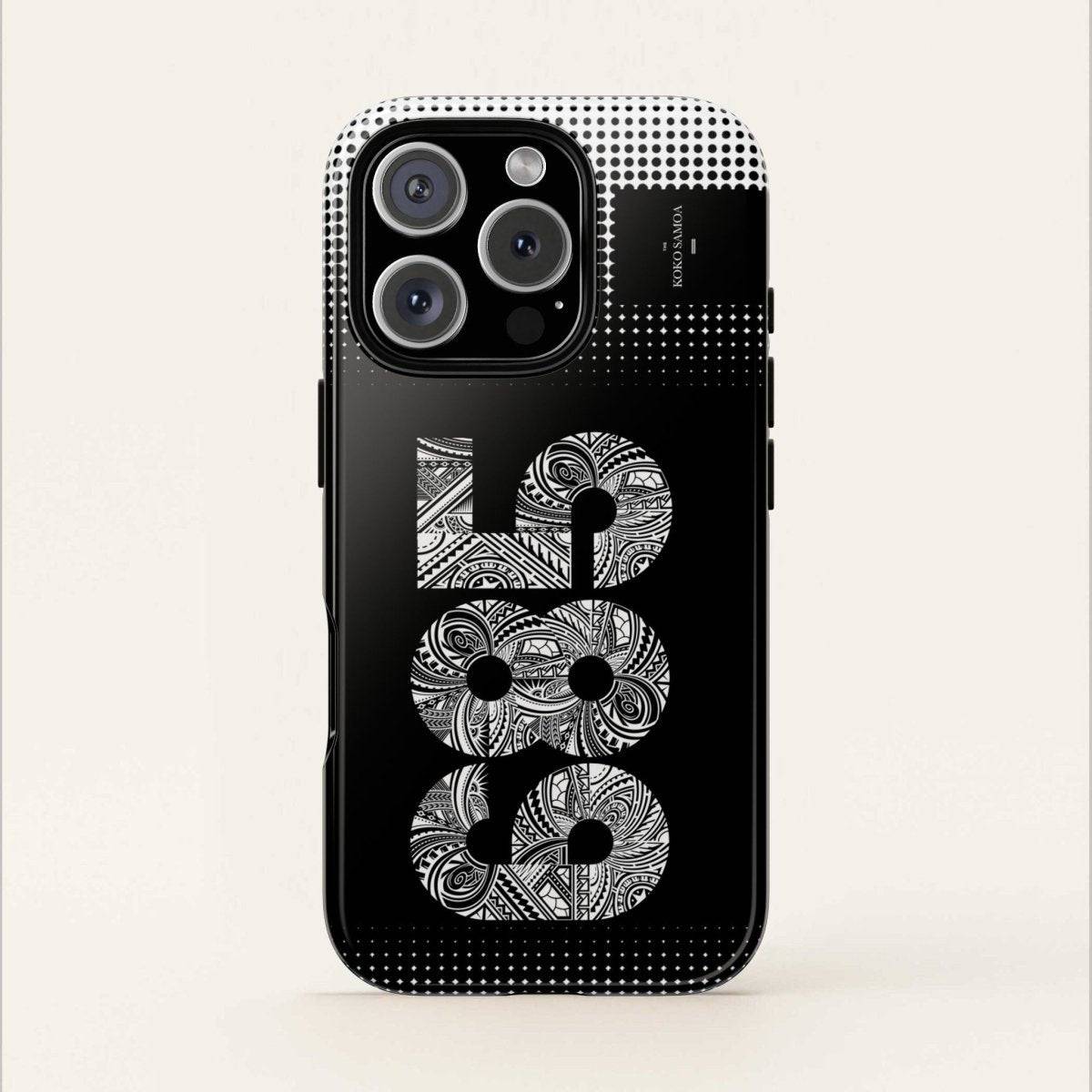 WOYC Tough Phone Case 685 for AU/NZ/USA, rugged protective case with tropical Samoa design for smartphones.