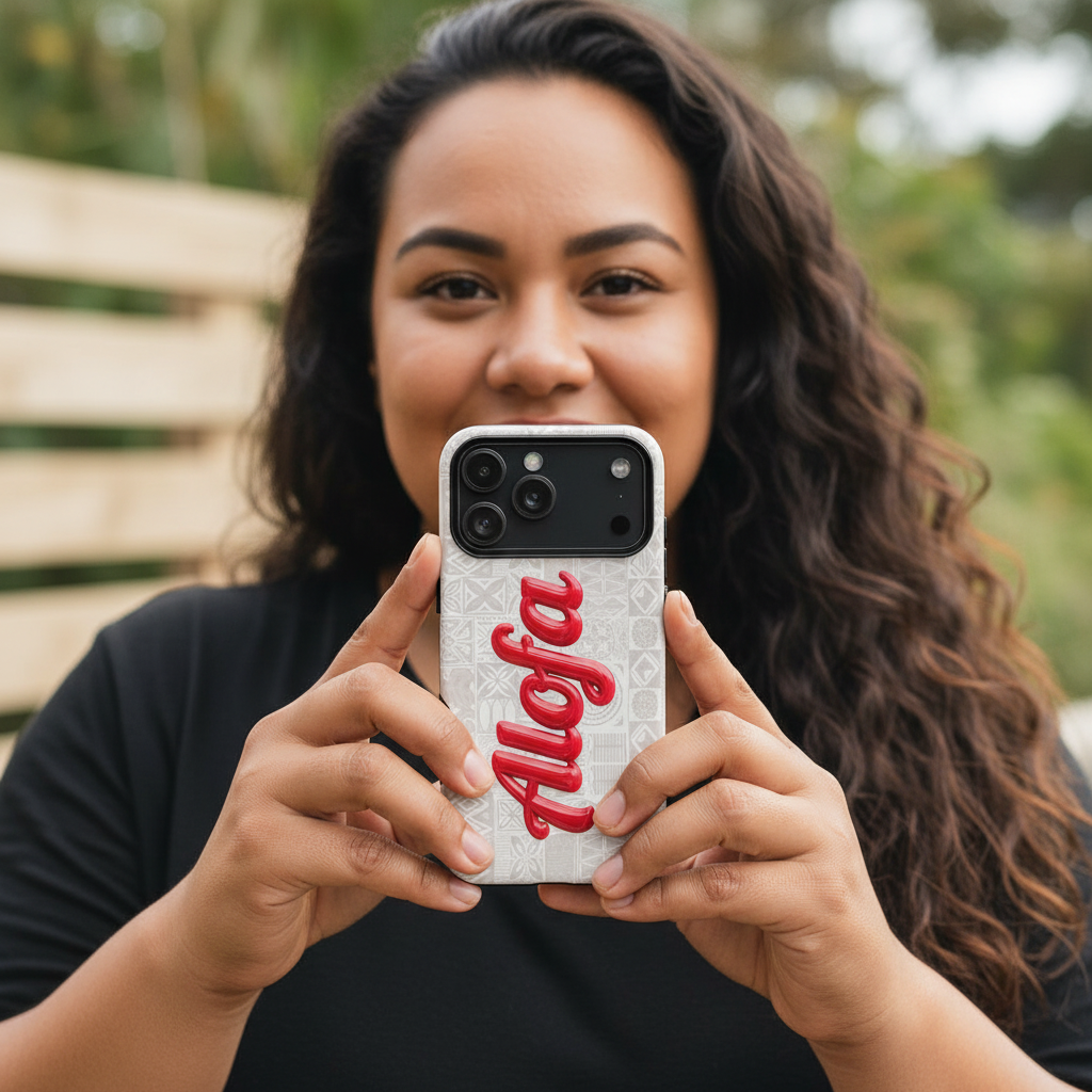 WOYC Tough Phone Case Alofa for AU/NZ/USA, featuring vibrant Samoan Koko Samoa design, durable protective cover.