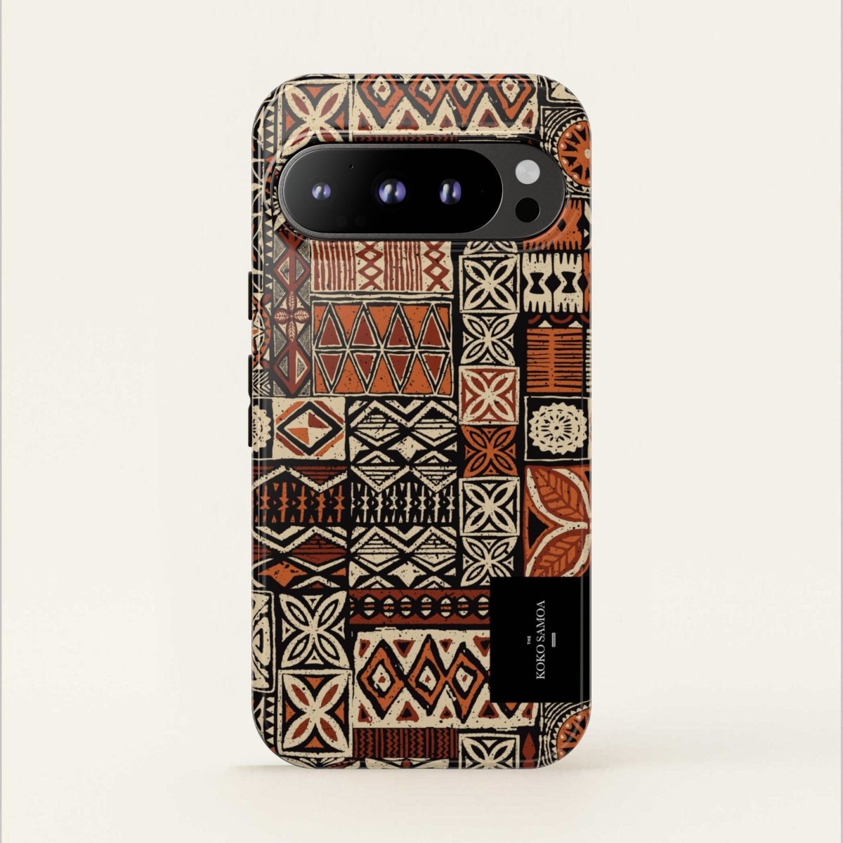 Durable WOYC Elei tough phone case for AU/NZ/USA, featuring vibrant Koko Samoa design on a protective phone cover.