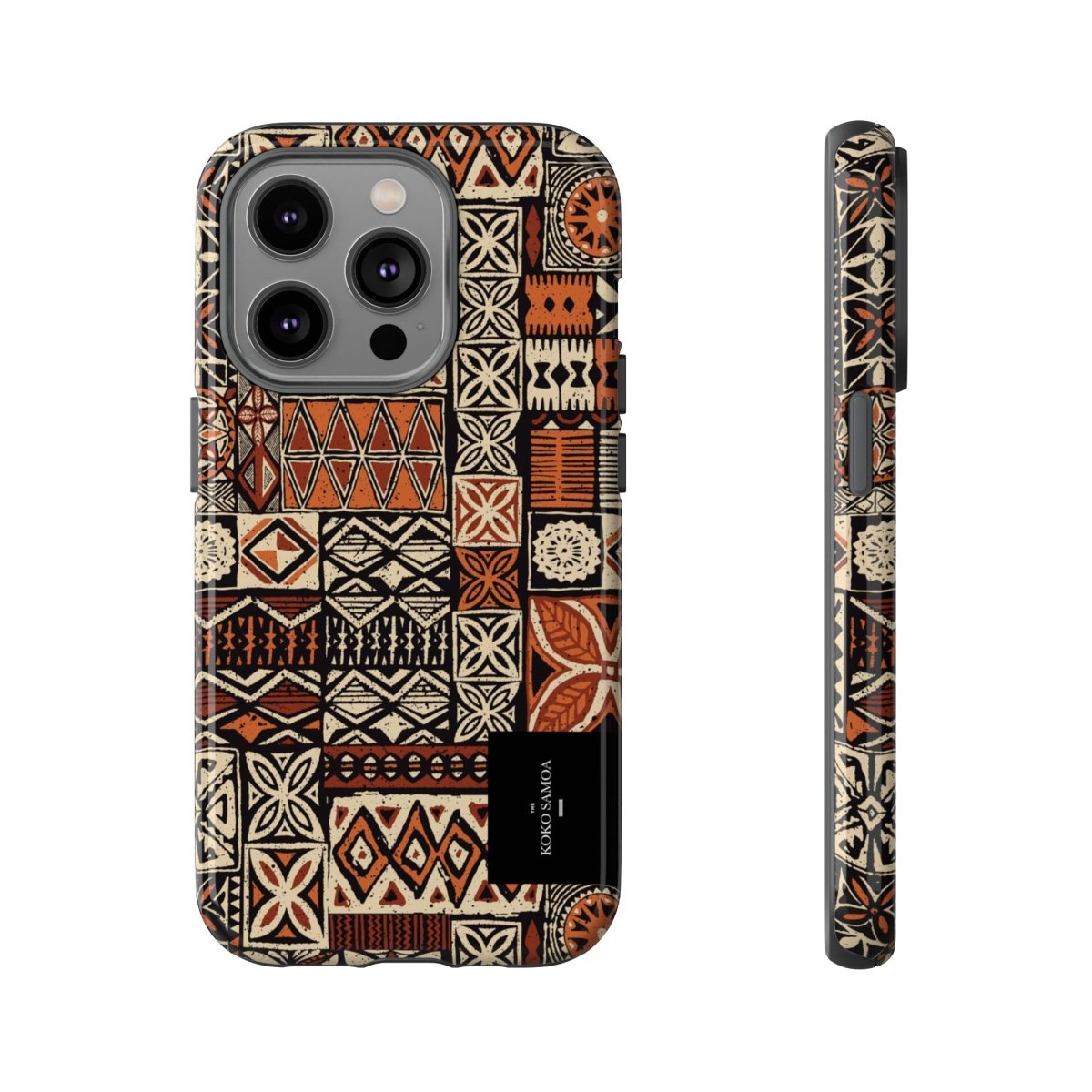 WOYC Tough Phone Case Elei design for AU/NZ/USA, durable protective cover with vibrant Koko Samoa pattern.