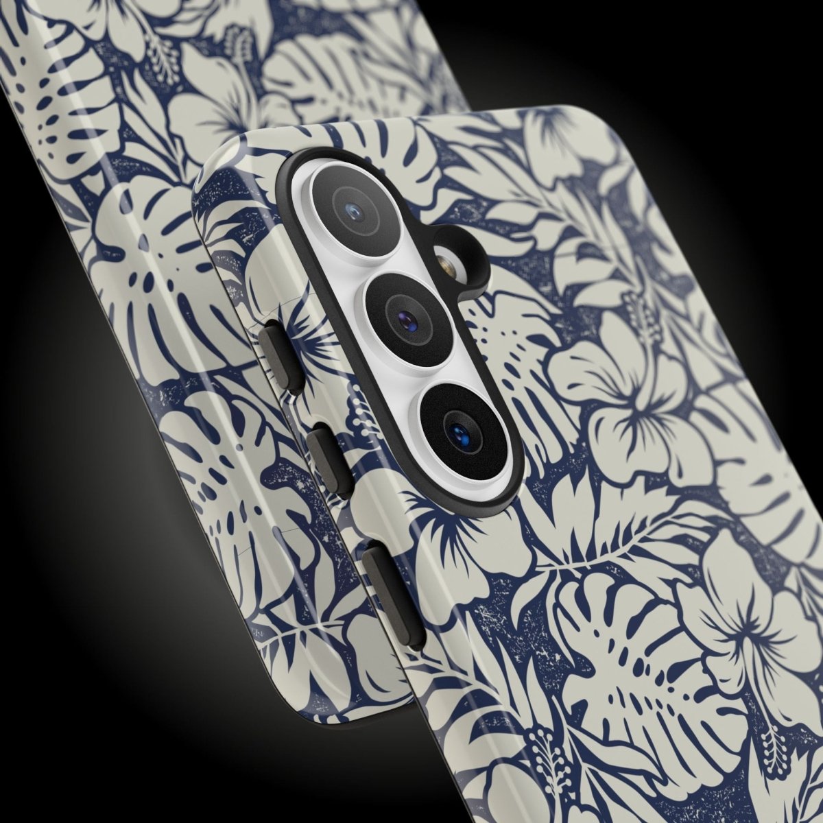 Printify Tough Phone Case with Falefa Breeze design, featuring vibrant tropical patterns for AU, NZ, and USA models.
