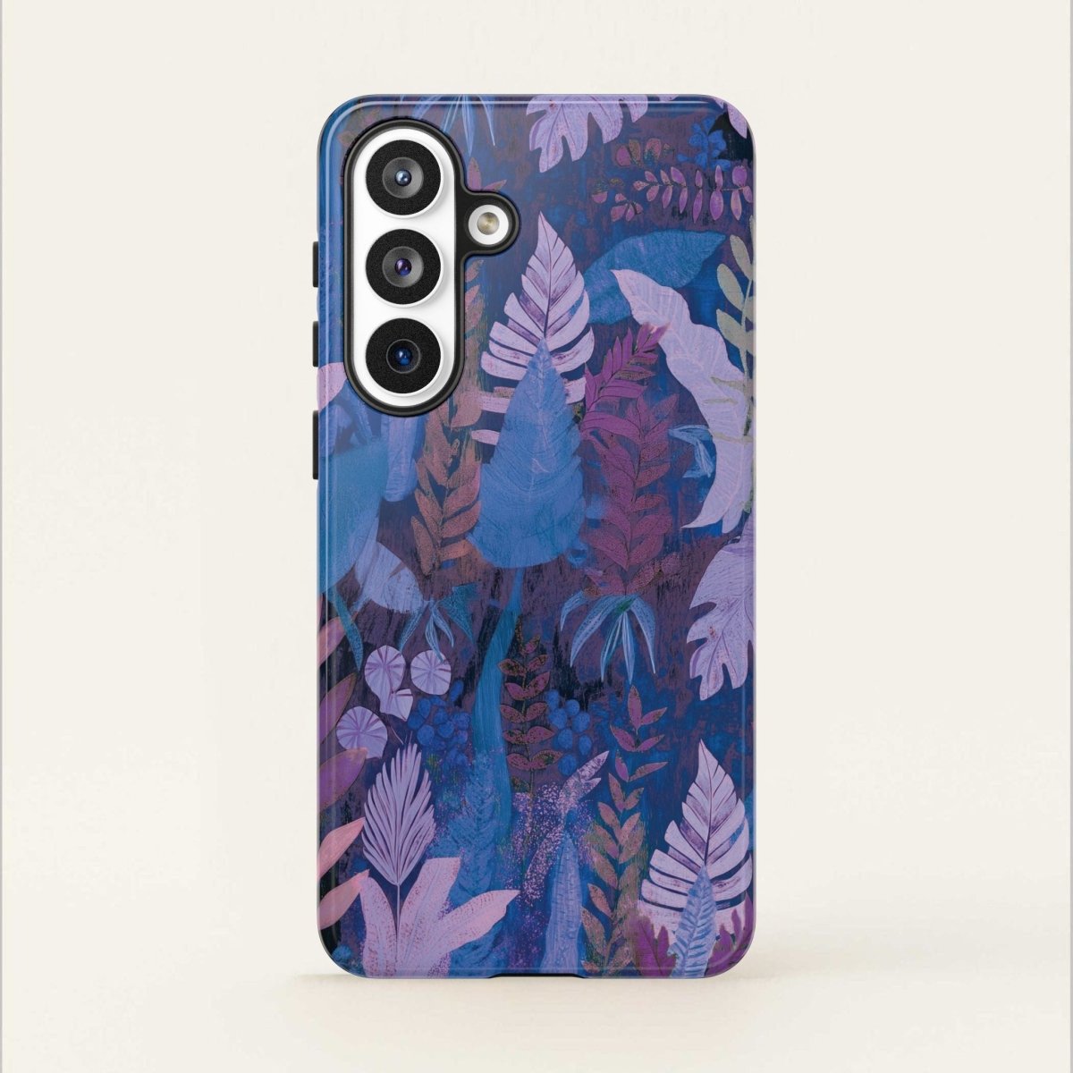 Lavender palms print on tough phone case by Printify, designed for durable protection for smartphones in AU, NZ, and USA.