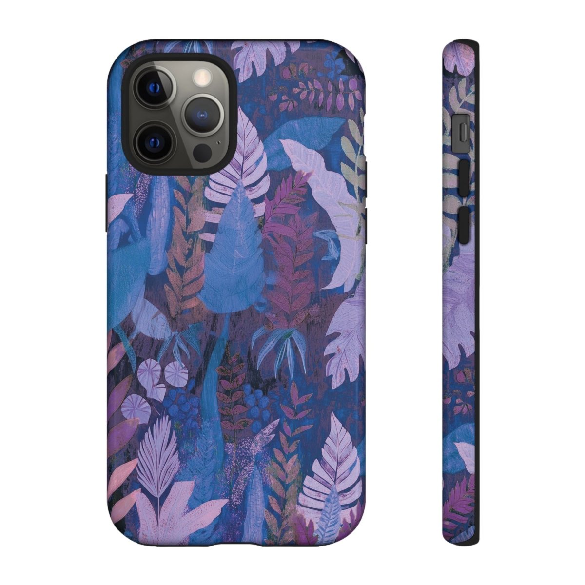Tough lavender palms phone case by Printify, designed for AU, NZ, and USA models, with a durable, protective build and tropical palm pattern.