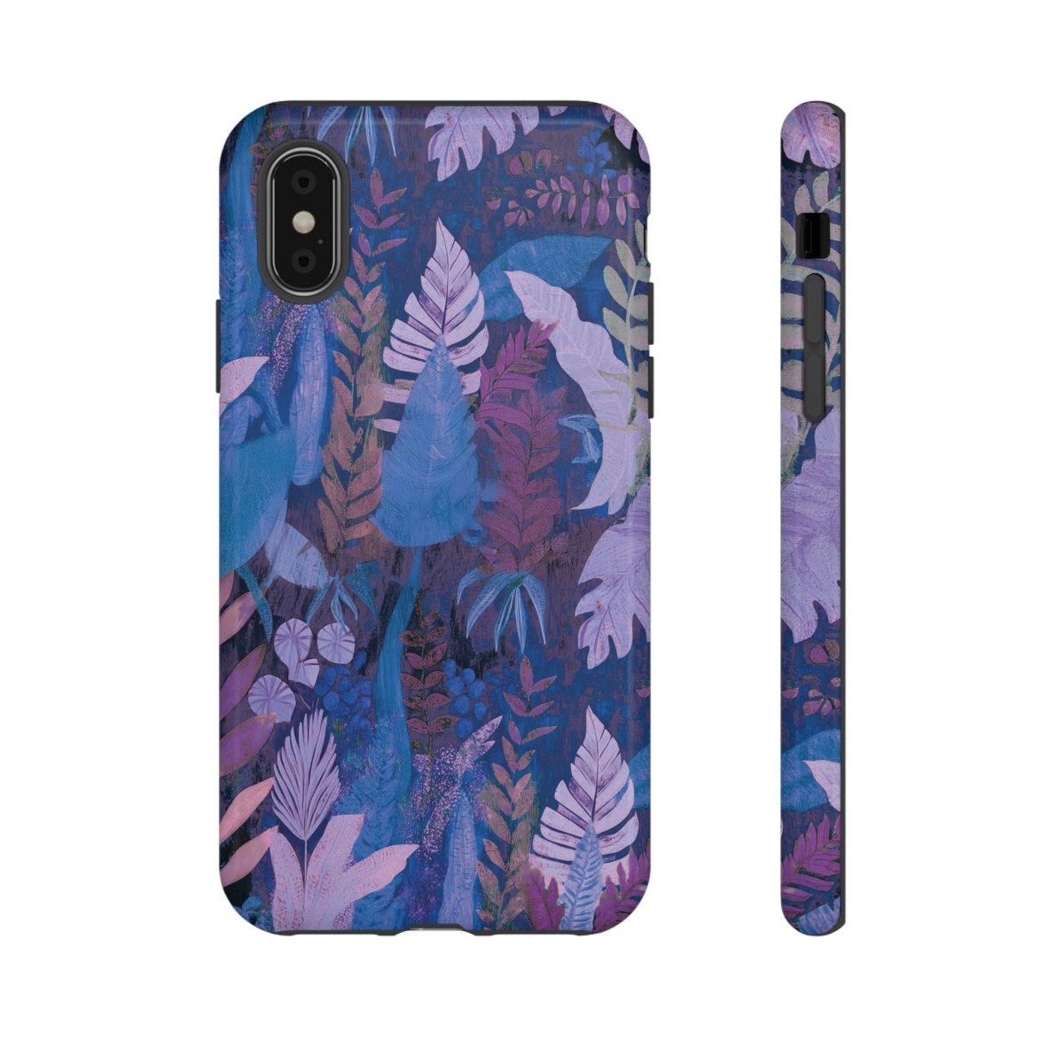Tough lavender palms phone case by Printify with a durable design, featuring tropical palm patterns on a sturdy cover.