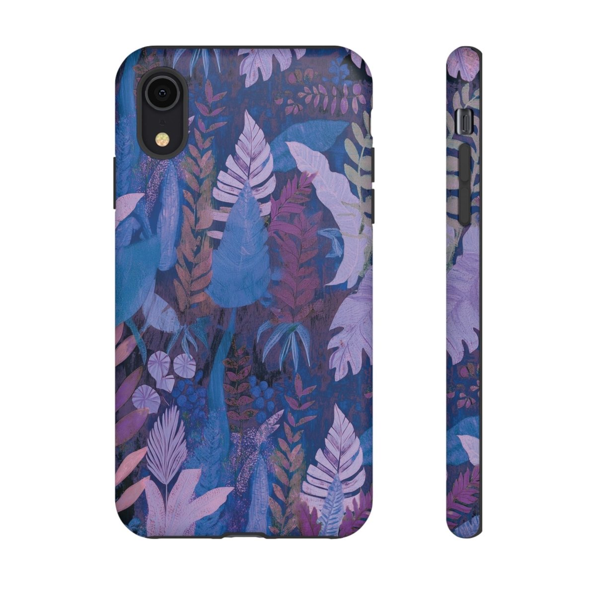 Durable lavender palms phone case, designed for tough protection on smartphones, featuring a tropical botanical pattern.