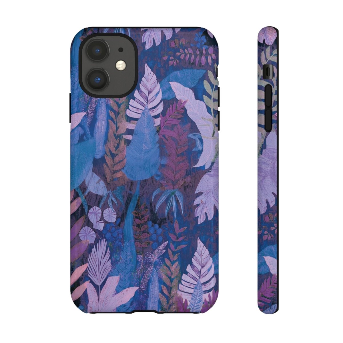 Tough lavender palms phone case by Printify for AU/NZ/USA, featuring a durable design with lavender and palm leaf pattern.