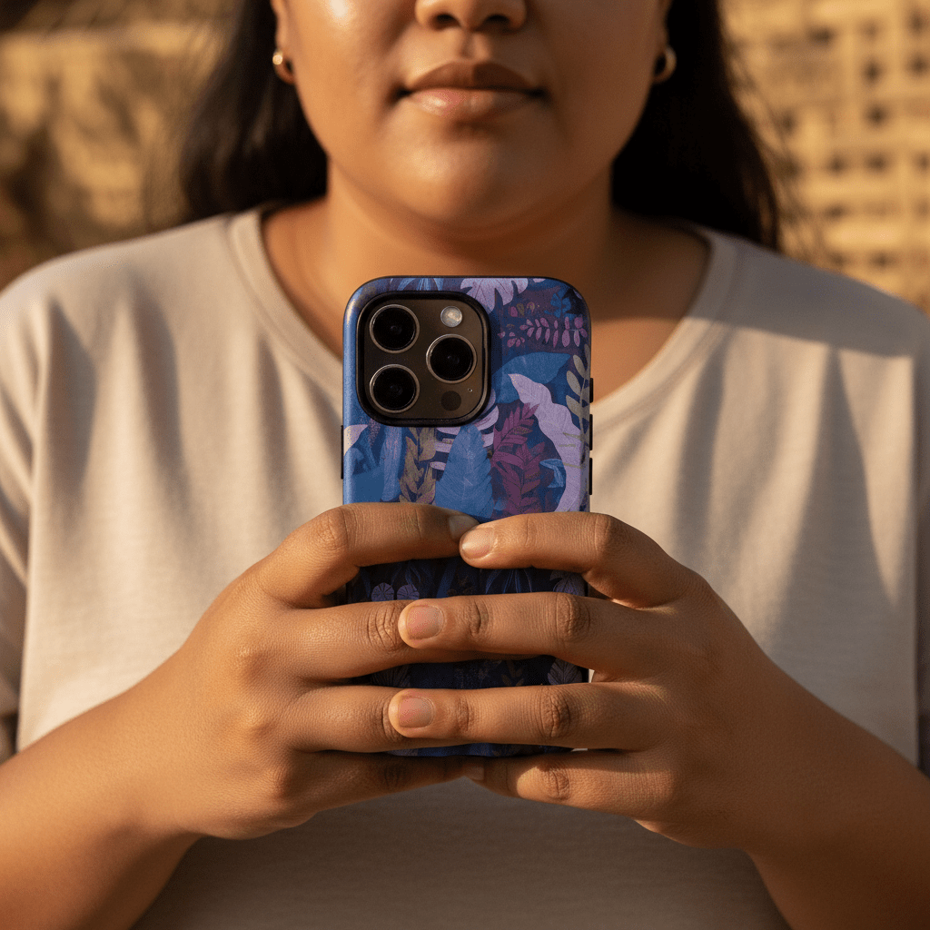 Tough lavender palms phone case, designed for AU/NZ/USA, featuring a durable protective cover with palm pattern.
