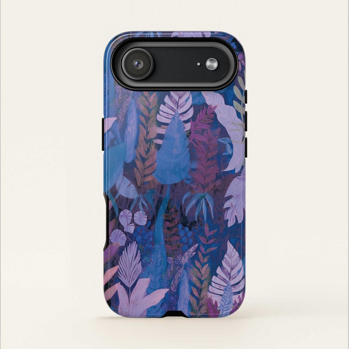 Lavender palms print tough phone case for iPhone and Samsung, durable protection with tropical floral design by Printify.