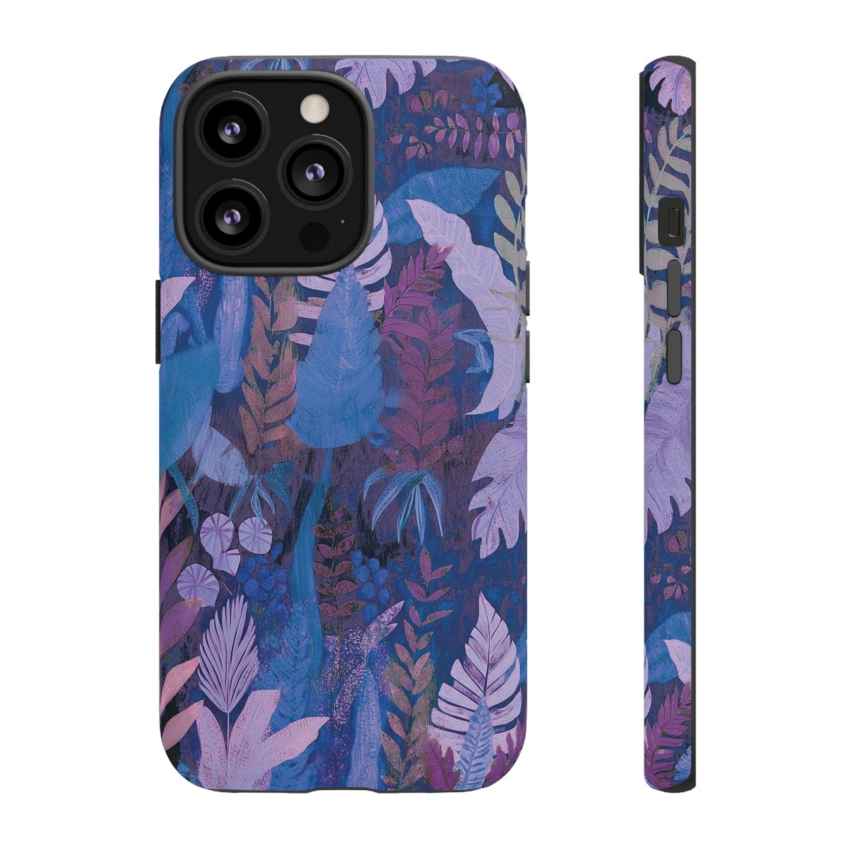 Lavender palms print tough phone case for smartphones, featuring durable protection with a stylish tropical design.
