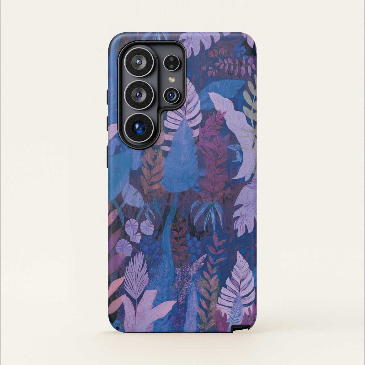 Tough lavender palms phone case by Printify with a durable black design for AU, NZ, and US smartphones.