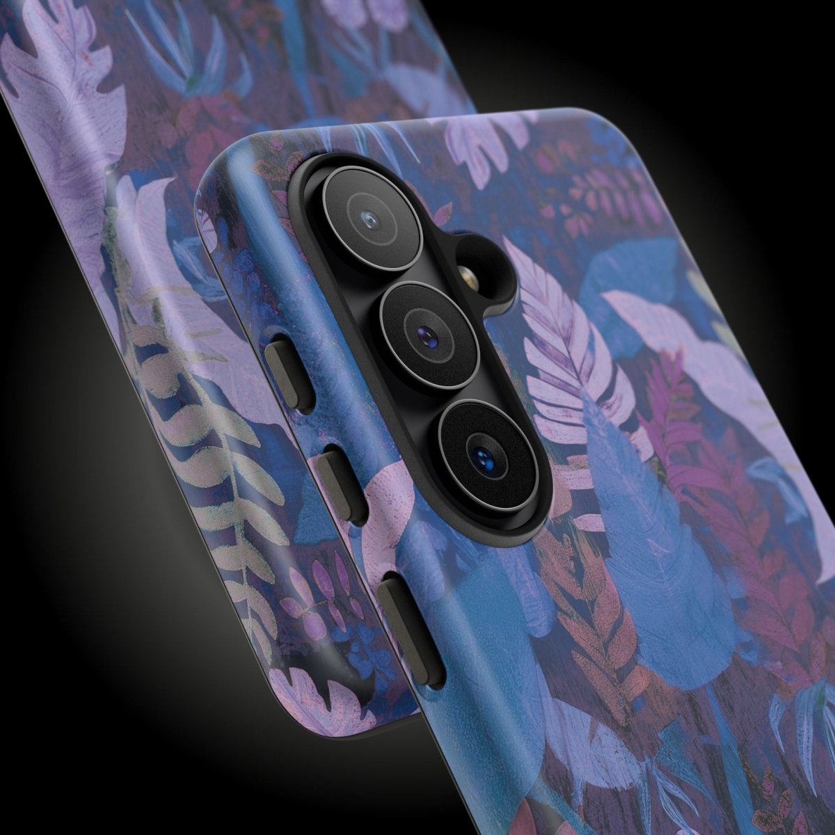 Lavender palms print Tough Phone Case by Printify for AU/NZ/USA, shown on a smartphone with a protective, rugged design.