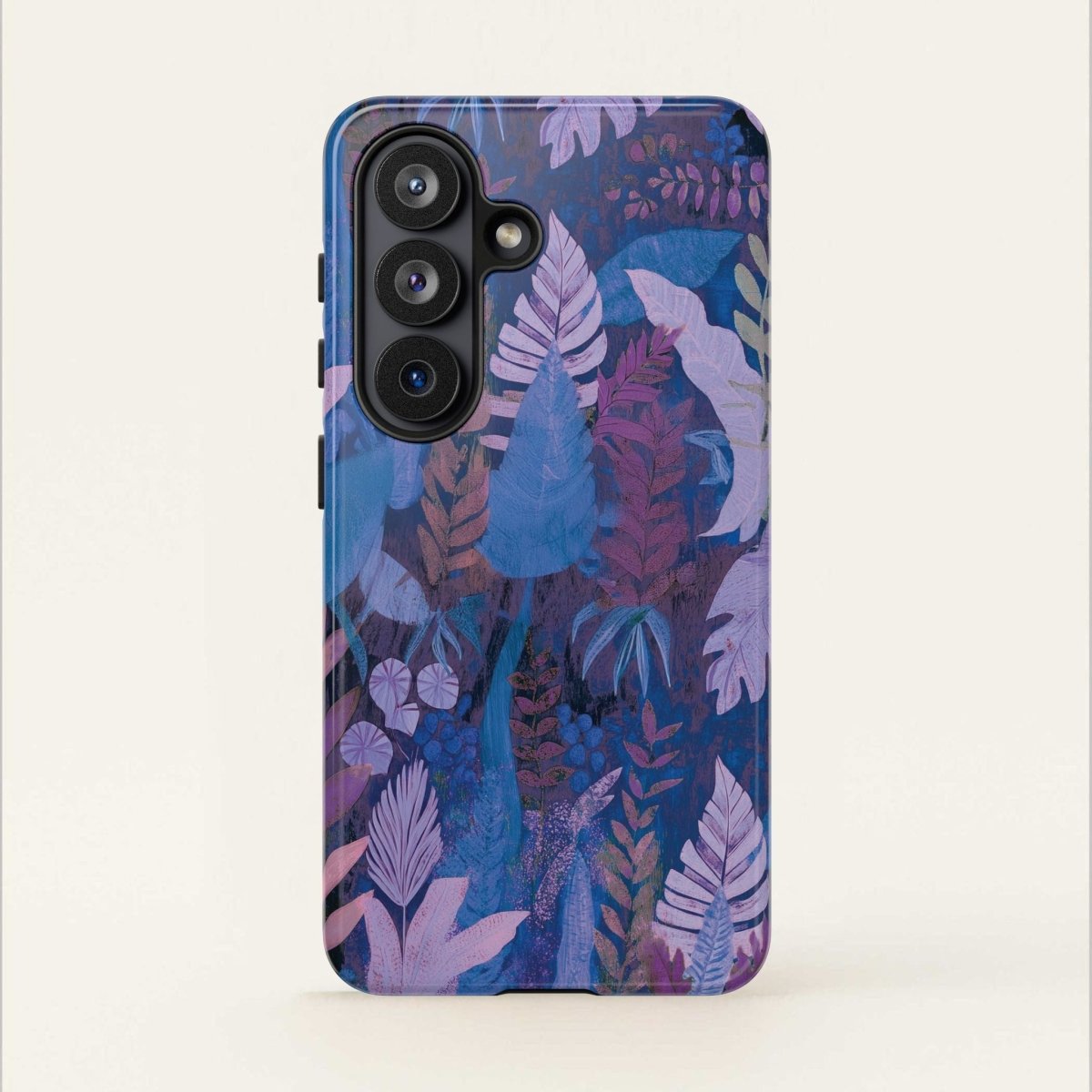 Lavender palms print tough phone case by Printify for iPhone and Samsung models, durable protection with tropical floral design.
