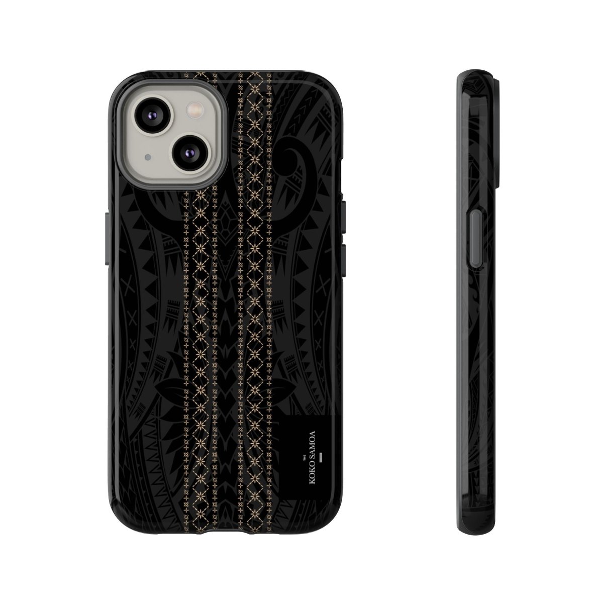 Tough Phone Case Malu design for AU/NZ/USA, durable protective case with Polynesian-inspired pattern on a smartphone.