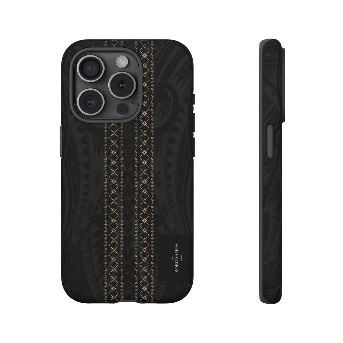 WOYC Tough Phone Case Malu with Samoa Koko Samoa design, durable protective cover for smartphones, in black and vibrant patterns.