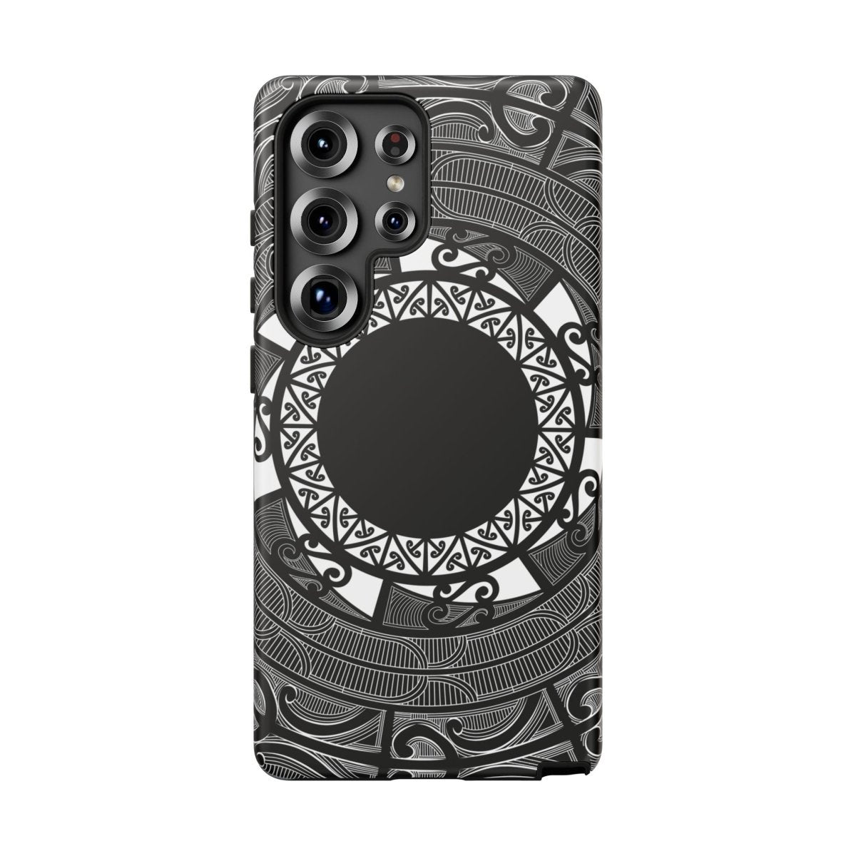 Durable WOYC Māori tough phone case with traditional Polynesian tribal design for AU, NZ, and US models.