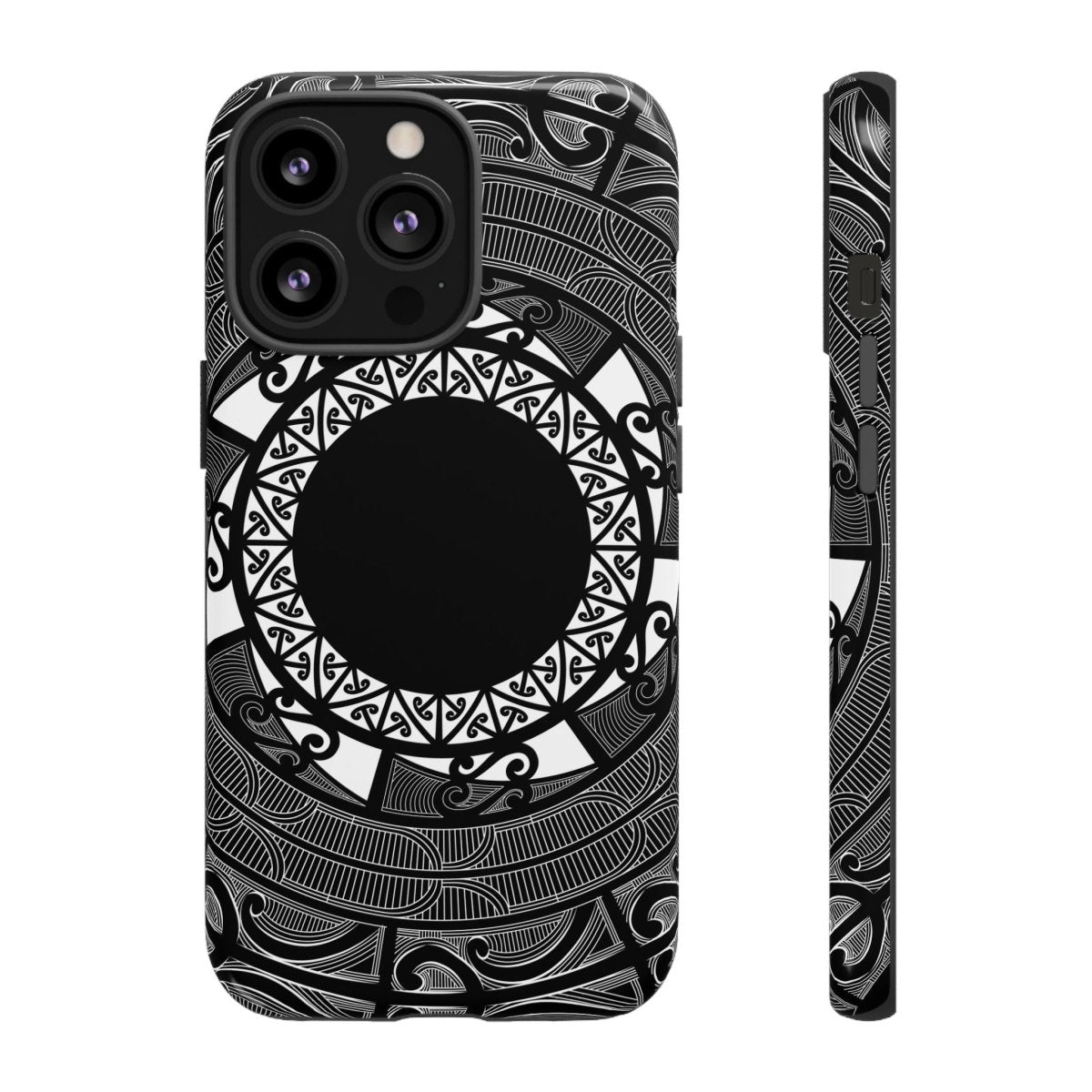 WOYC Māori tough phone case featuring traditional Samoan Koko design, durable protective cover for smartphones.