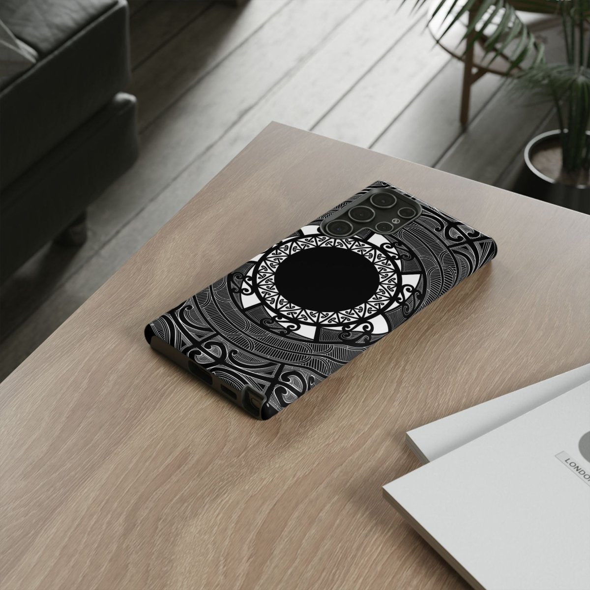 WOYC Tough Phone Case featuring Māori Koko Samoa design, fits smartphones for AU, NZ, and USA markets.