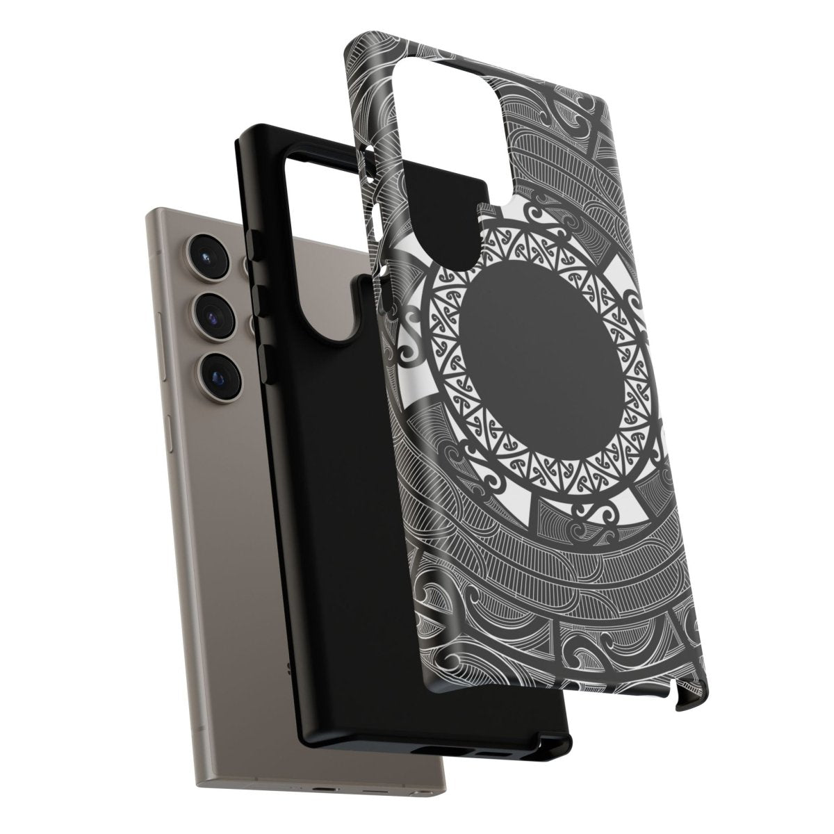 WOYC Māori tough phone case featuring traditional Samoan Koko design, durable protective cover for smartphones.