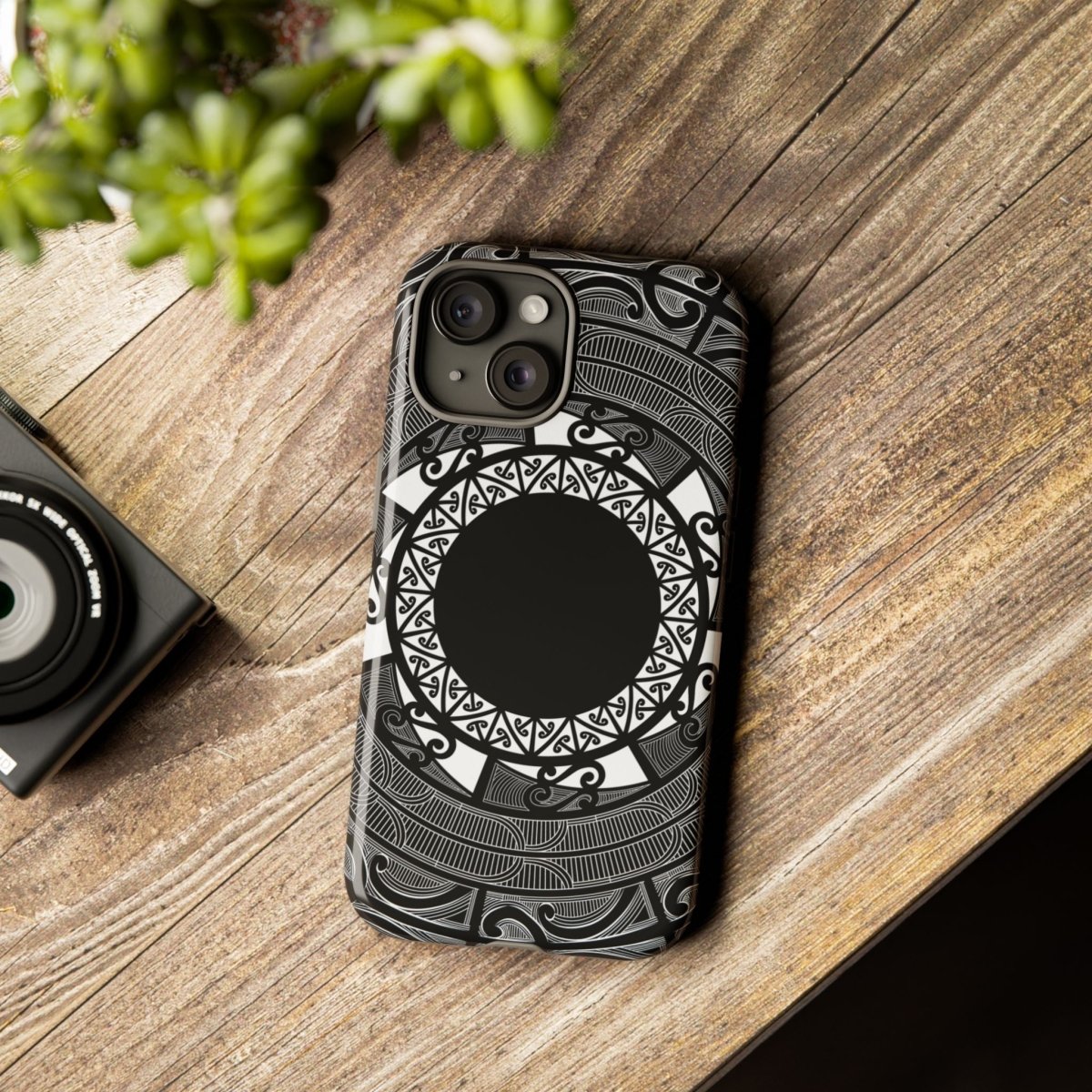 WOYC Māori tough phone case featuring traditional design, compatible with AU, NZ, and USA models, rugged protective cover.