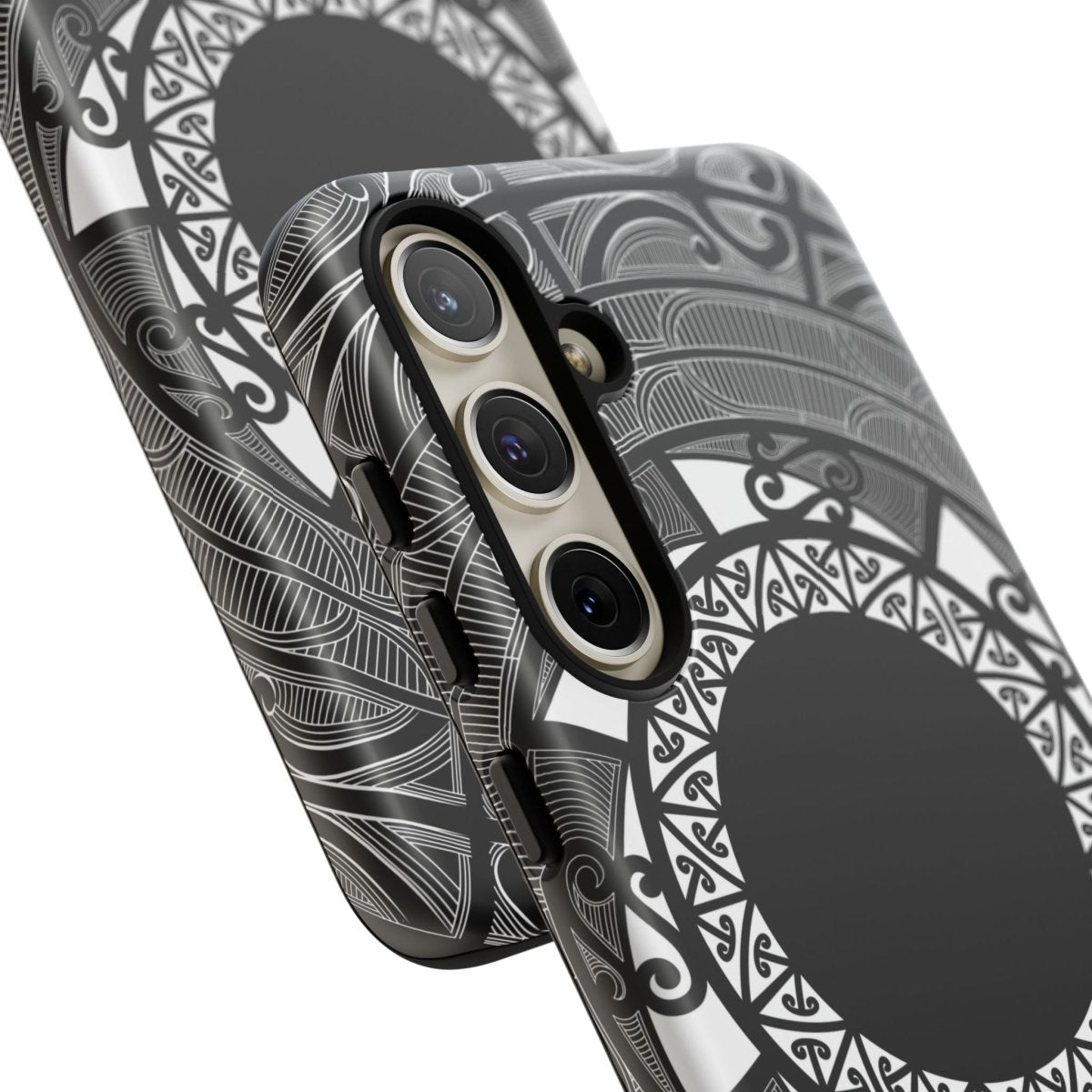 WOYC tough Maori phone case with traditional Samoan Koko design for AU, NZ, and USA models, featuring vibrant cultural artwork.