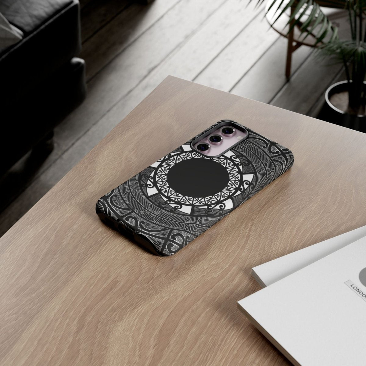 WOYC tough phone case featuring Māori design, suitable for AU, NZ, and USA models, with vibrant Māori and Samoan art details.