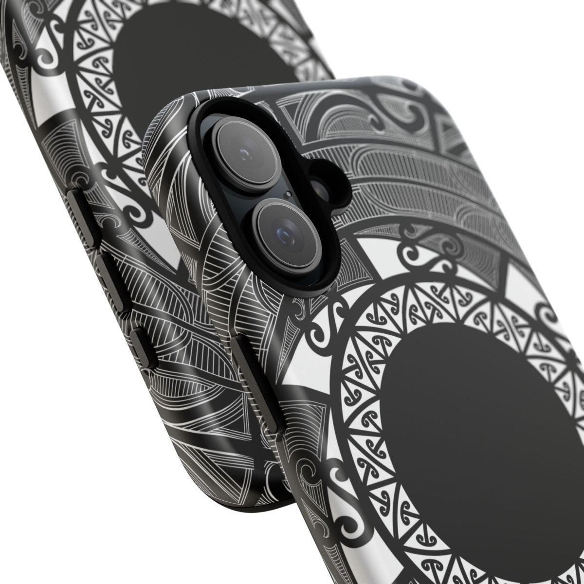 Durable WOYC Māori tough phone case with traditional Koko Samoa design, fits smartphones for AU, NZ, and USA.