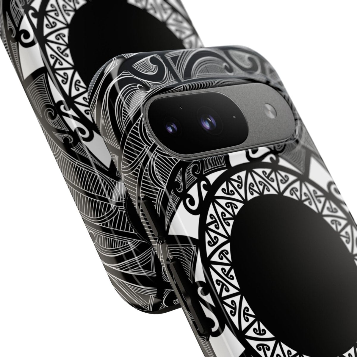 WOYC tough Māori phone case with Koko Samoa design, durable protective cover for smartphones, featuring traditional Māori art.