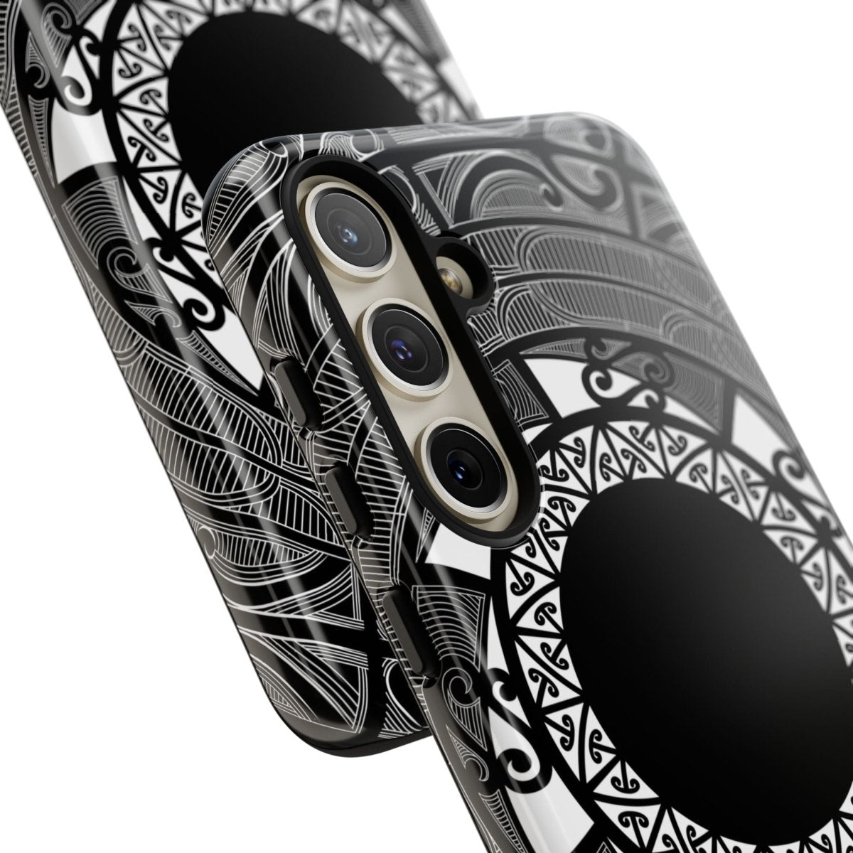 WOYC Māori tough phone case featuring traditional Māori Koko Samoa design, durable protection for smartphones.