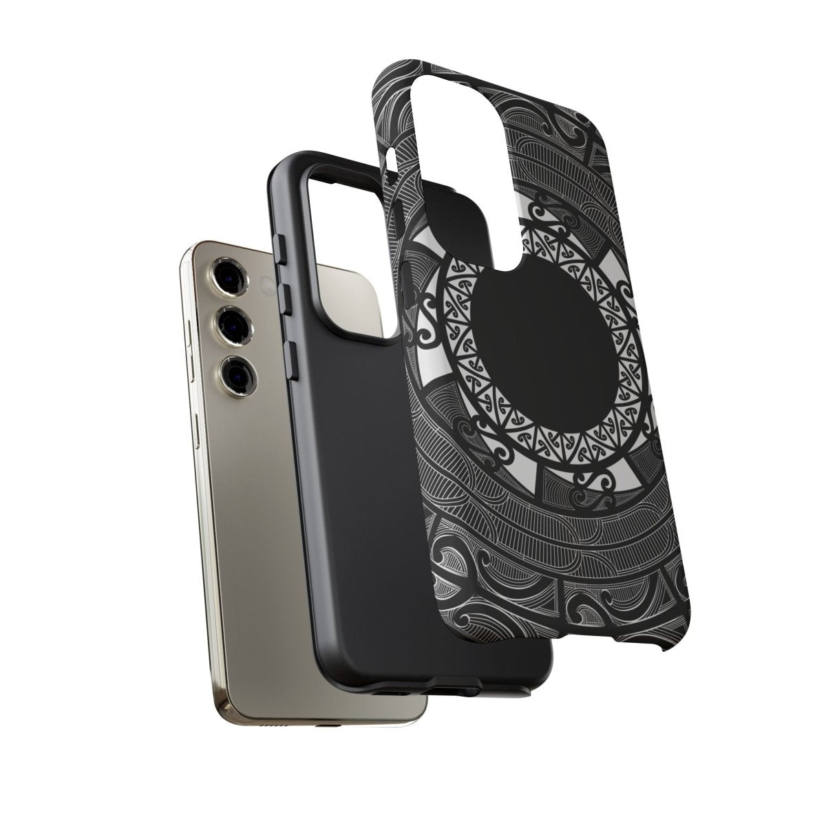WOYC Māori Tough Phone Case for AU, NZ, and USA, featuring traditional Māori and Samoa design on durable phone protection.