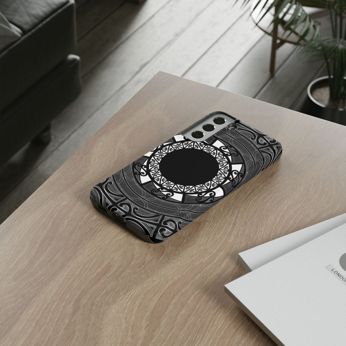WOYC Tough Phone Case featuring Māori and Samoan Koko designs, durable protective cover for smartphones.