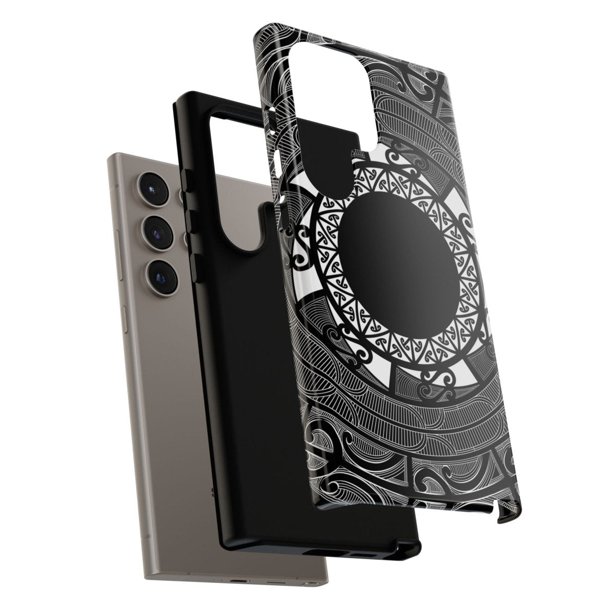 WOYC Tough Phone Case featuring Māori design, durable protection for smartphones, with intricate Māori and Samoan motifs.