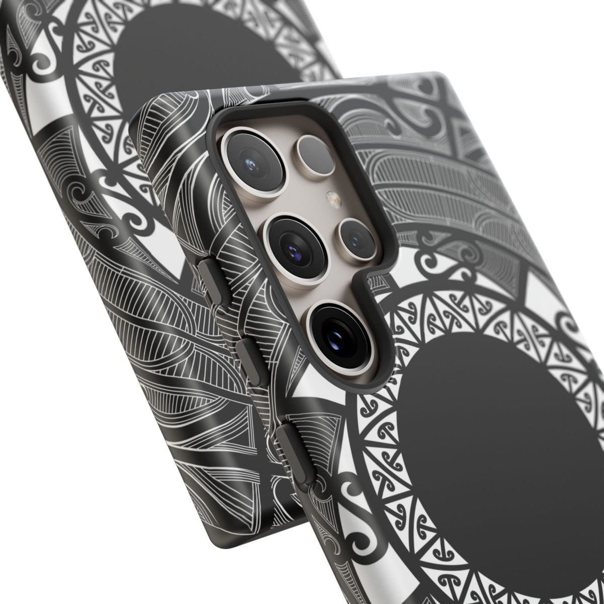 WOYC Māori tough phone case with traditional Samoan Koko design for AU/NZ/USA, rugged protection for smartphones.