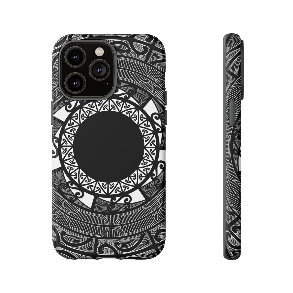 WOYC Māori tough phone case for AU/NZ/USA with intricate traditional Polynesian design on durable protective material.