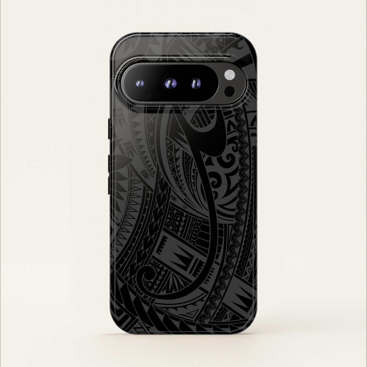WOYC Warrior tough phone case in black with tribal design, designed for durability and protection for AU, NZ, and US models.