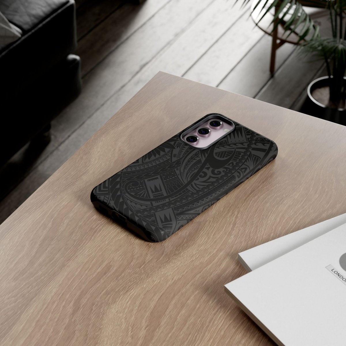 WOYC Warrior tough phone case for AU/NZ/USA, rugged design with bold graphics, protective cover for smartphones.