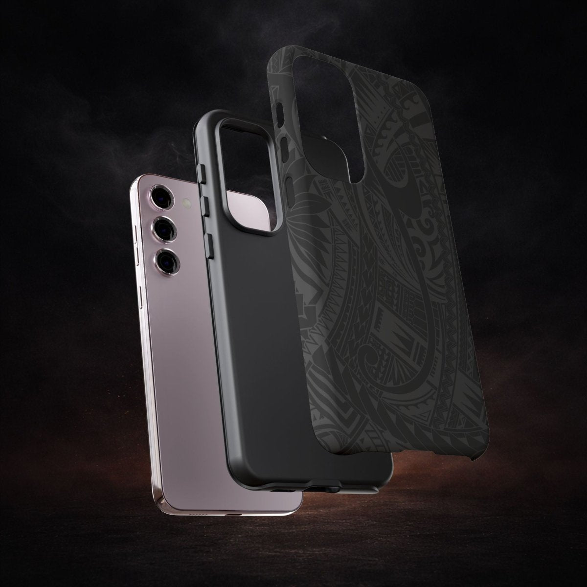 WOYC Warrior tough phone case for AU/NZ/USA, featuring a rugged design with tropical and tribal artwork.