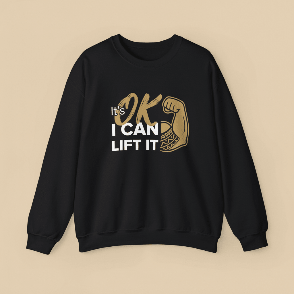 Unisex heavy sweatshirt with "I Can Lift It" personalized design by Monster Digital, featuring bold text on a cozy sweatshirt.