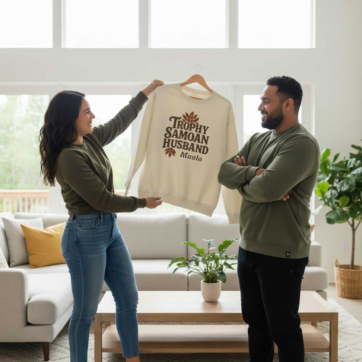 Unisex Heavy Sweatshirt - Trophy Samoan Husband - Personalized - USA