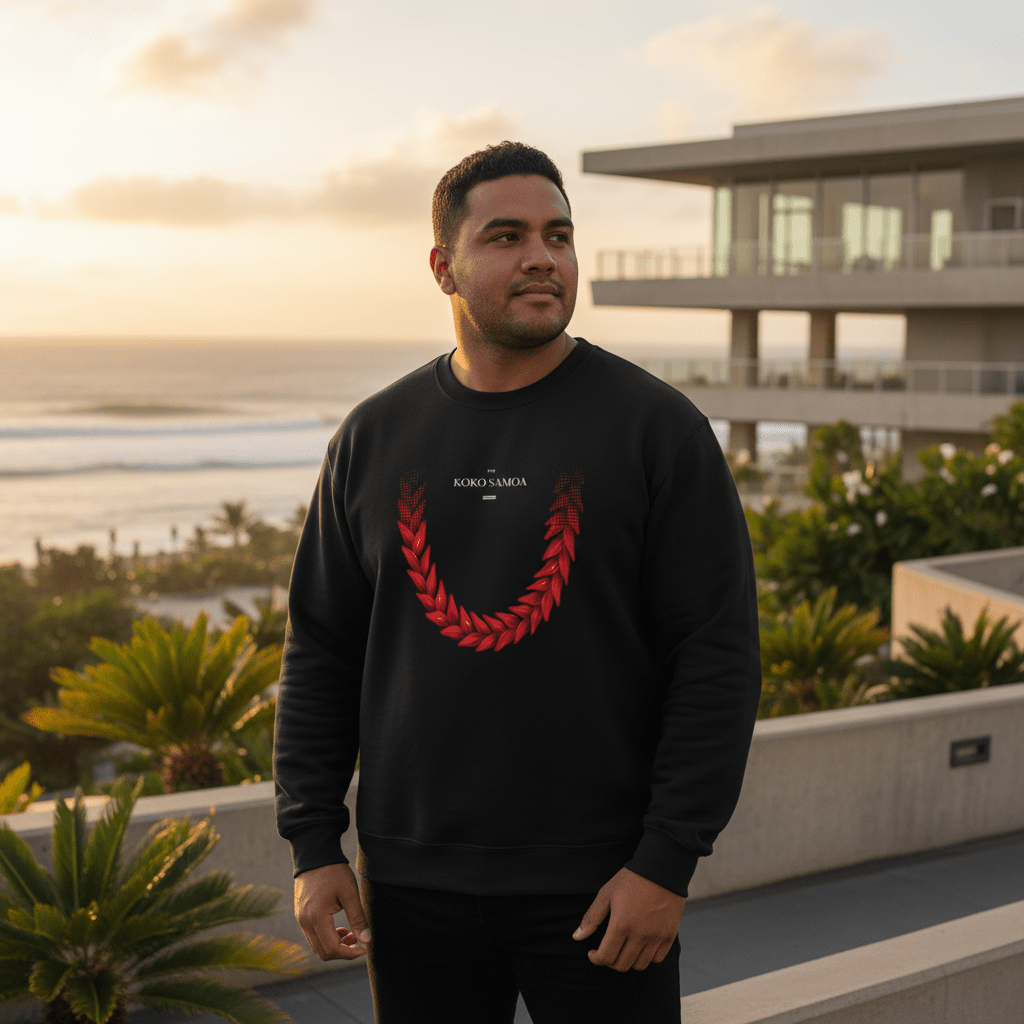 Unisex heavy sweatshirt by Monster Digital featuring Ula Fala design, in dark fabric with bold graphic print, casual and comfortable fit.